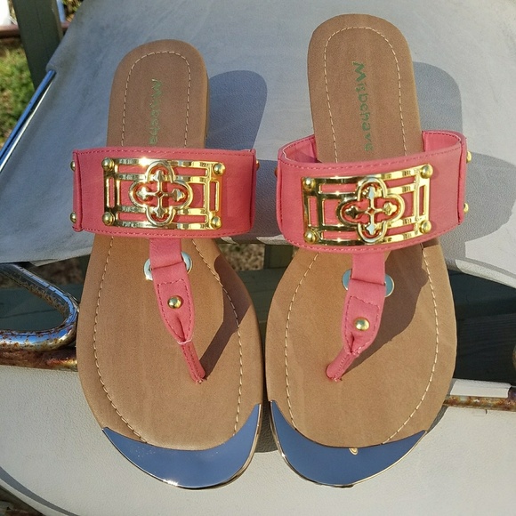 Coral/Gold Sandals - Picture 3 of 5
